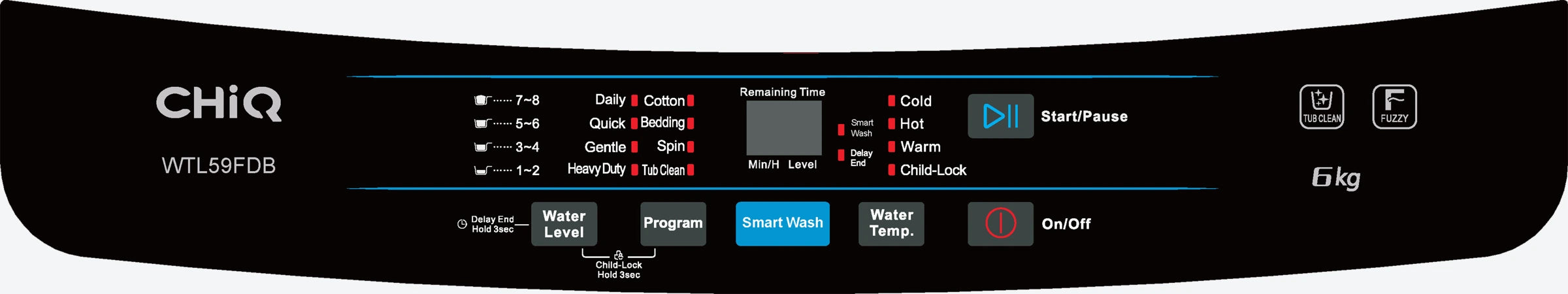 Original WTL59FDB control panel showing Smart Wash and program buttons