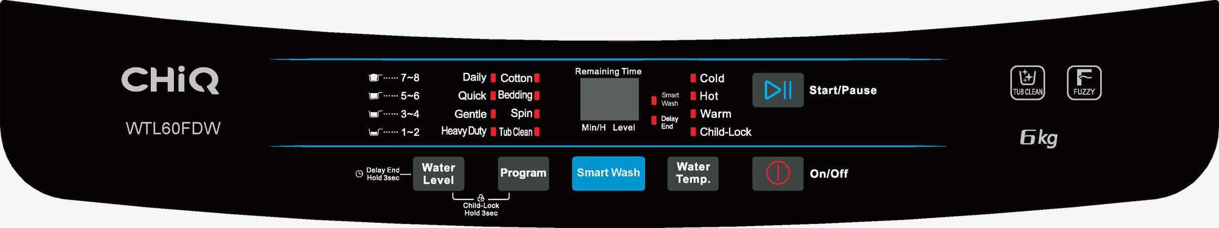 Original WTL60FDW control panel showing Smart Wash and program buttons