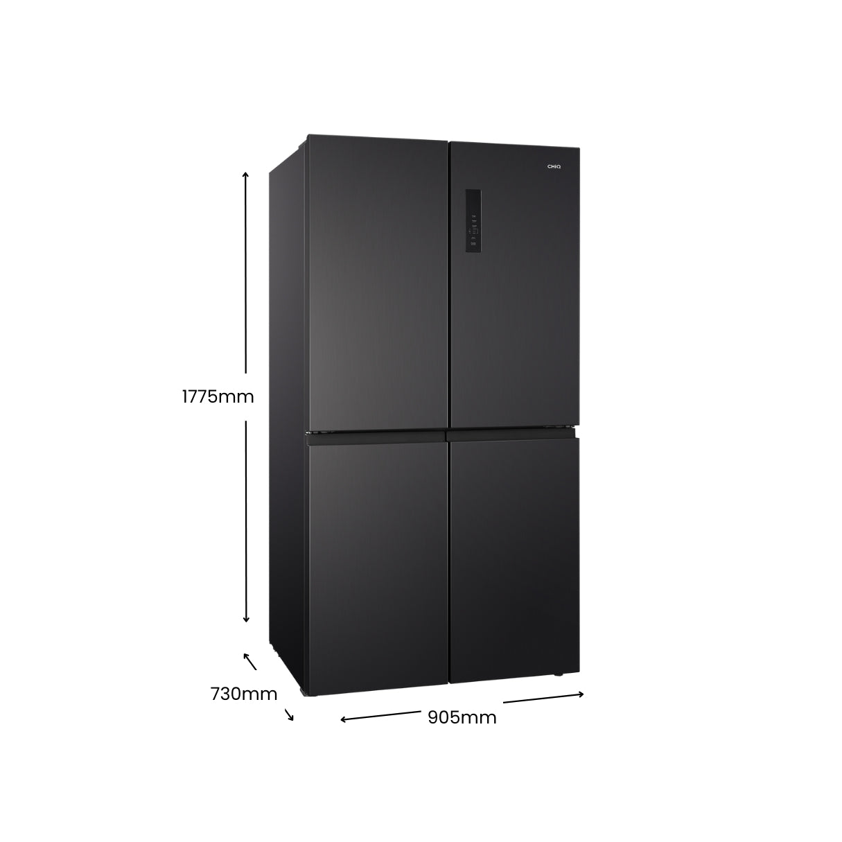 CHiQ 601L Cross Door Fridge Black Steel