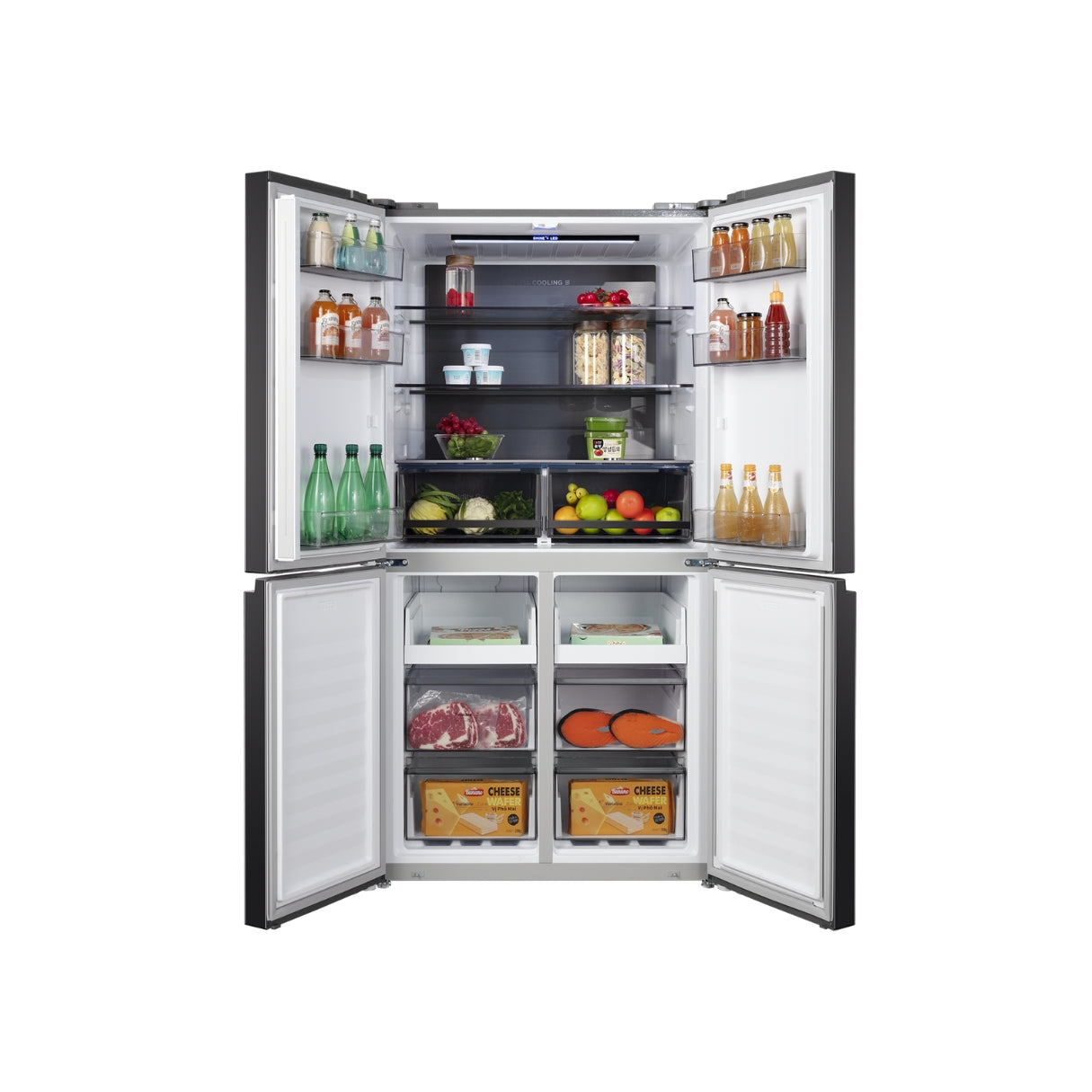 CHiQ 601L Cross Door Fridge Black Steel