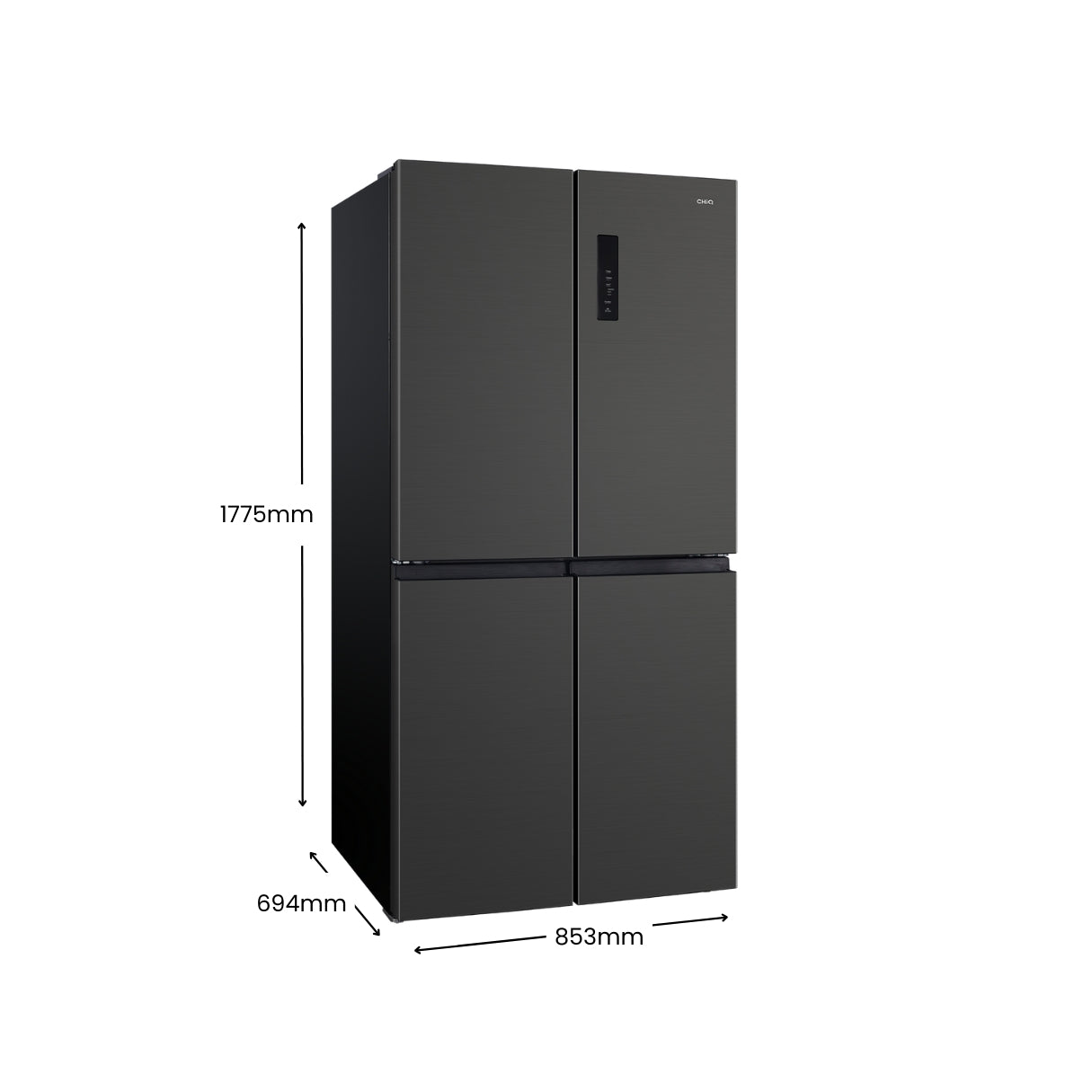 CHiQ 503L Cross Door Fridge Black Steel