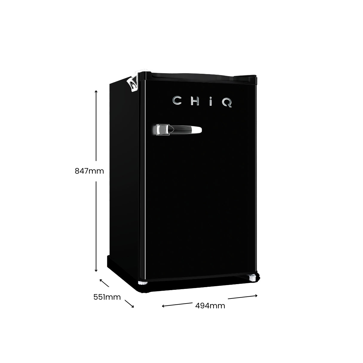 CHiQ 125L Retro Single Door Bar Fridge Black