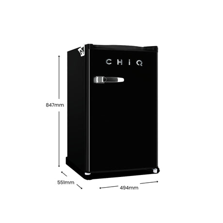 CHiQ 125L Retro Single Door Bar Fridge Black