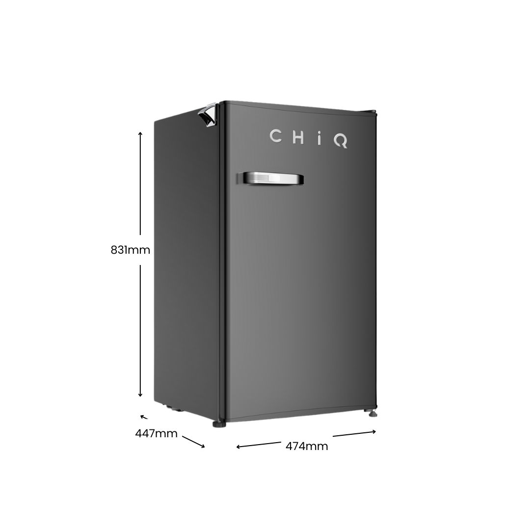 CHiQ 90L Retro Single Door Bar Fridge Black