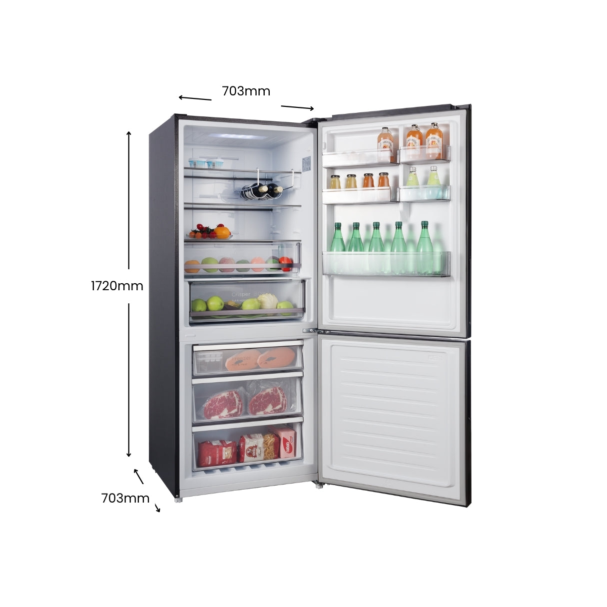 CHiQ 396L Bottom Mount Fridge Black Steel