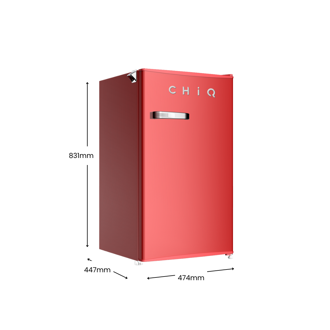 CHiQ 90L Retro Single Door Bar Fridge Red