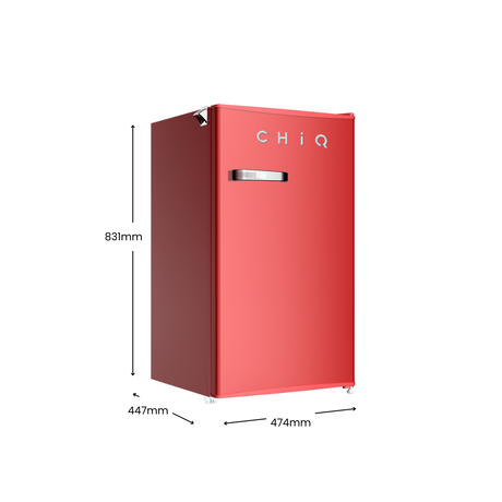 CHiQ 90L Retro Single Door Bar Fridge Red