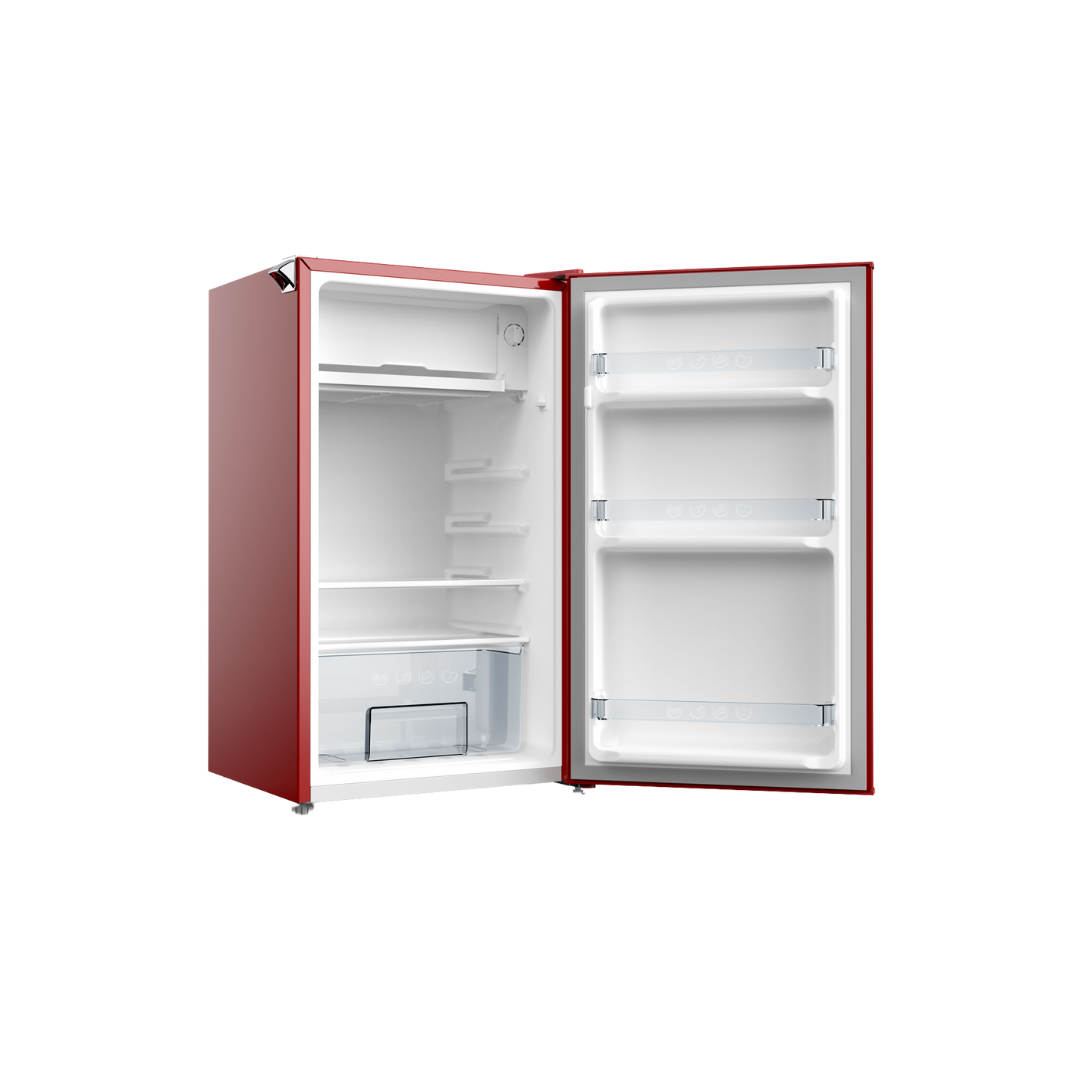 CHiQ 90L Retro Single Door Bar Fridge Red