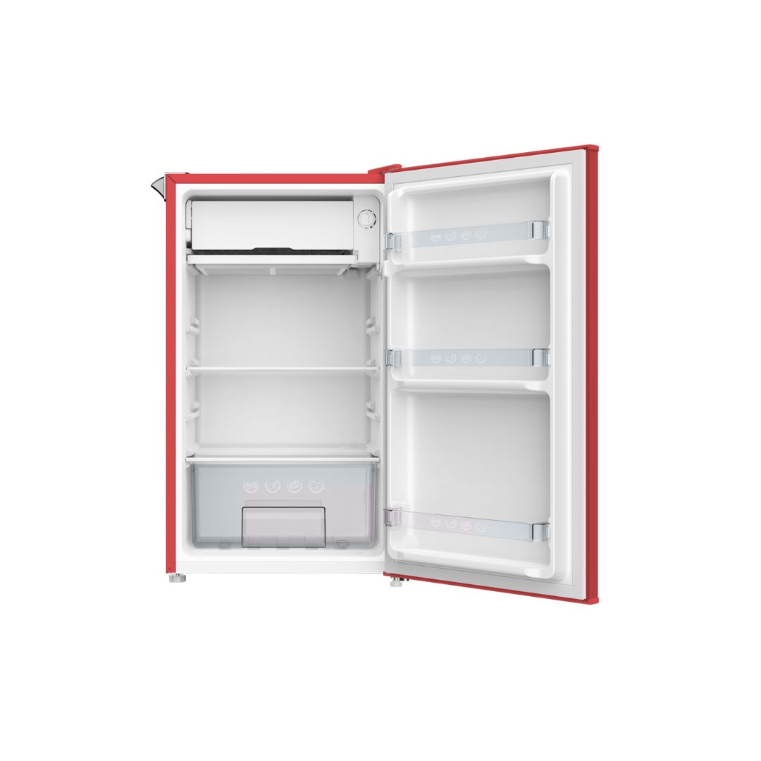 CHiQ 90L Retro Single Door Bar Fridge Red