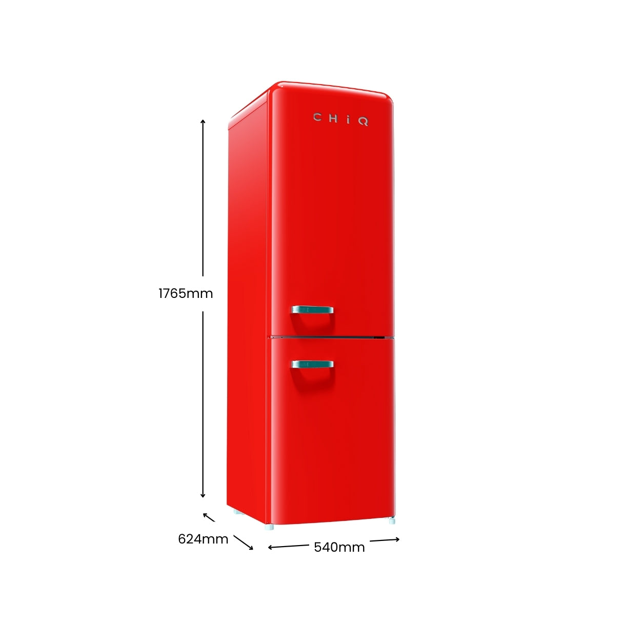 CHiQ 231L Bottom Mount Retro Fridge Red