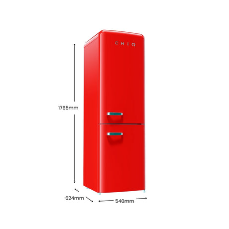 CHiQ 231L Bottom Mount Retro Fridge Red
