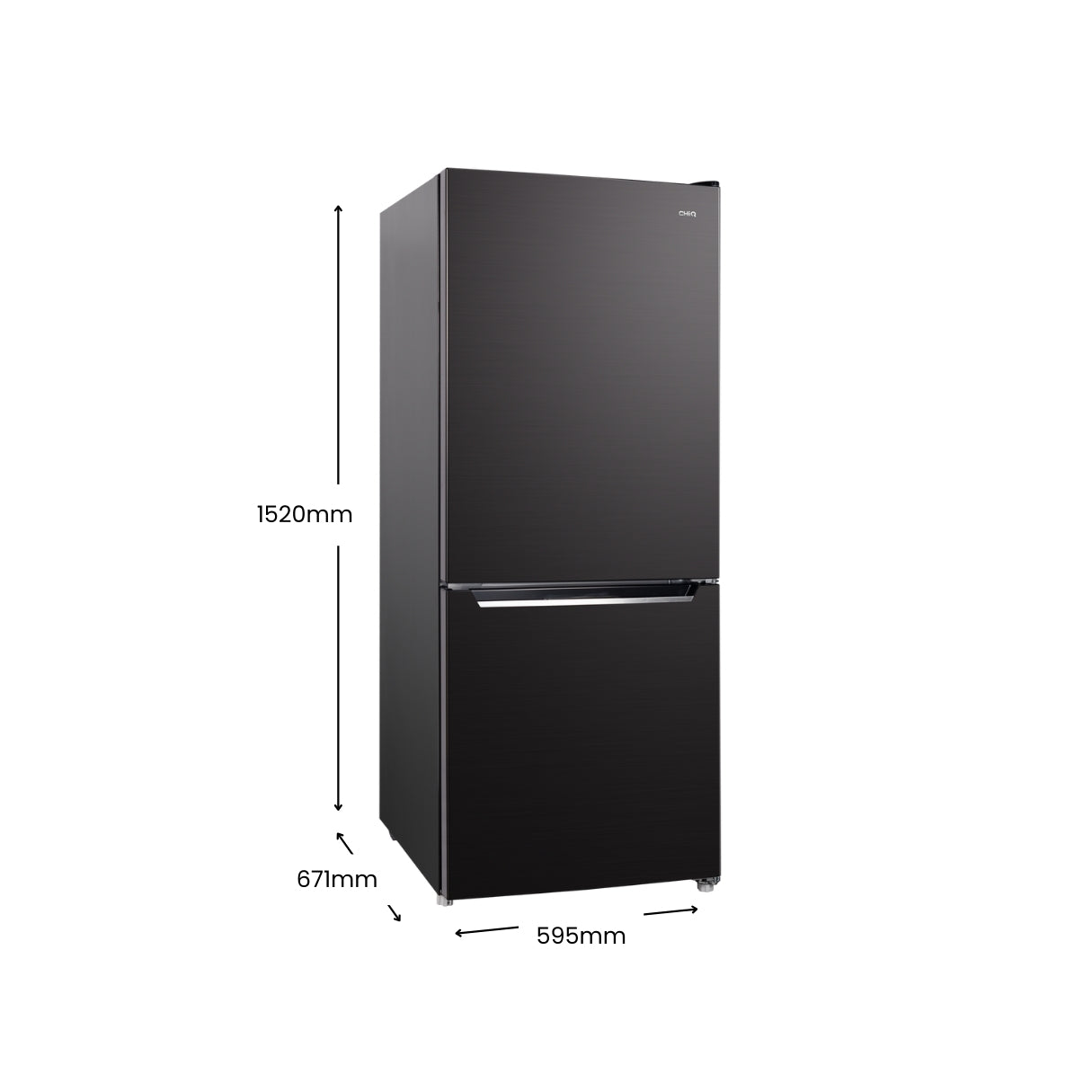 CHiQ 283L Bottom Mount Fridge Black Steel