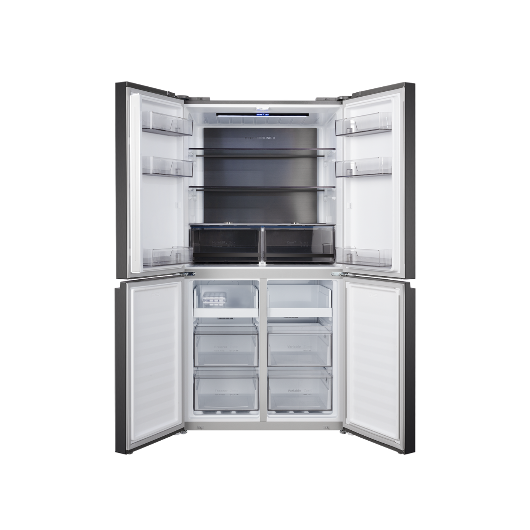 CHiQ 601L Quad Door Fridge Black Steel