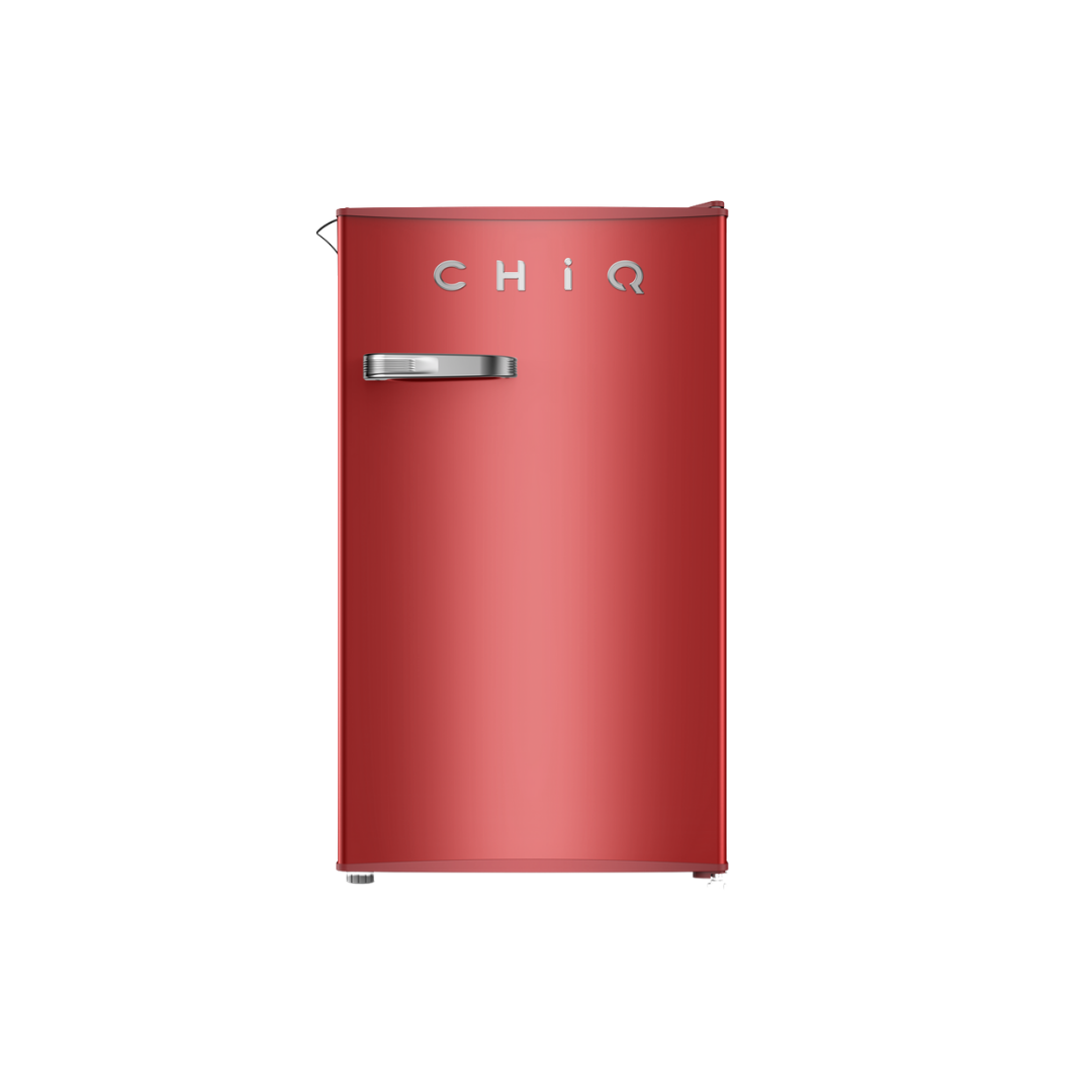 CHiQ 90L Retro Single Door Bar Fridge Red