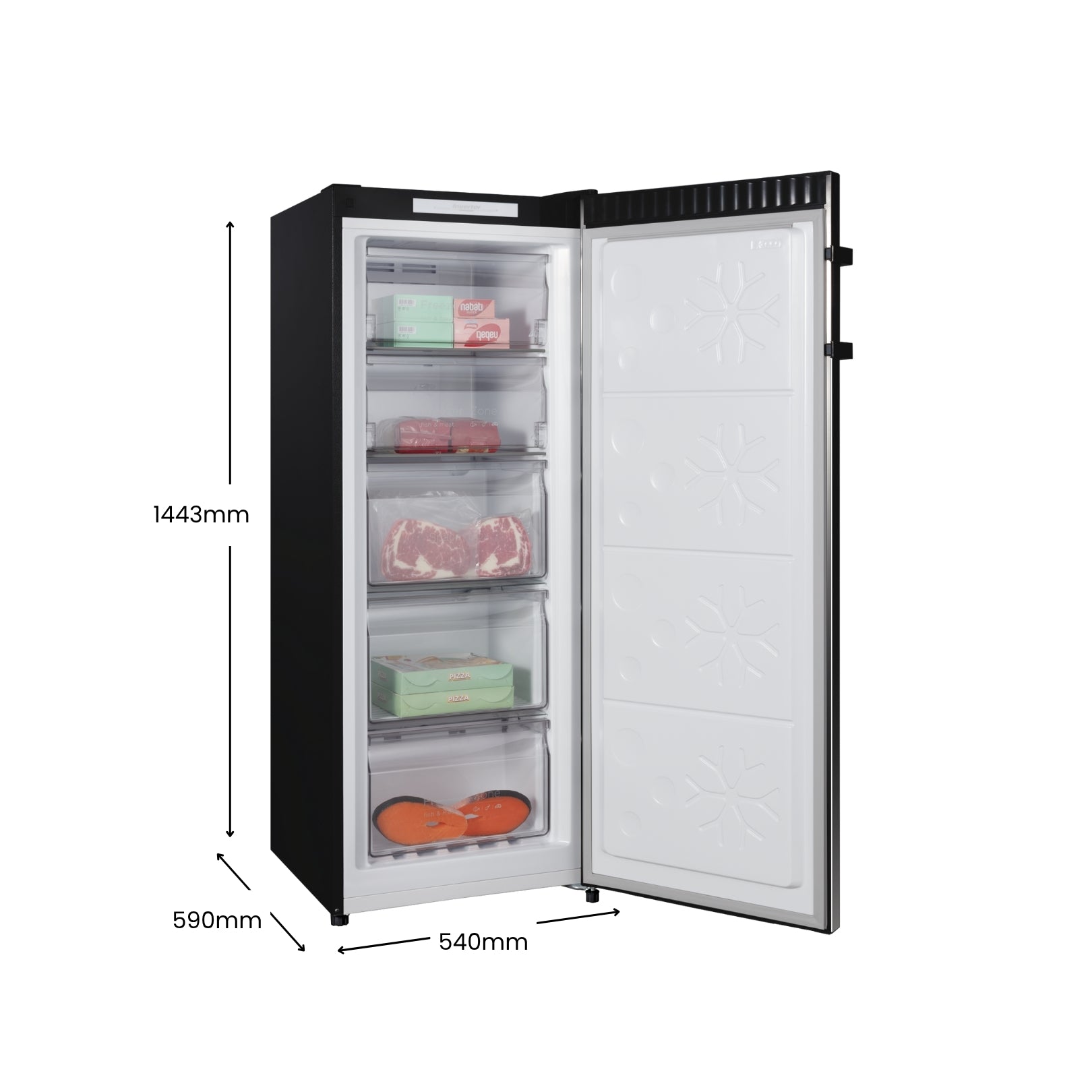 CHiQ 166L Hybrid Vertical Freezer Black Steel