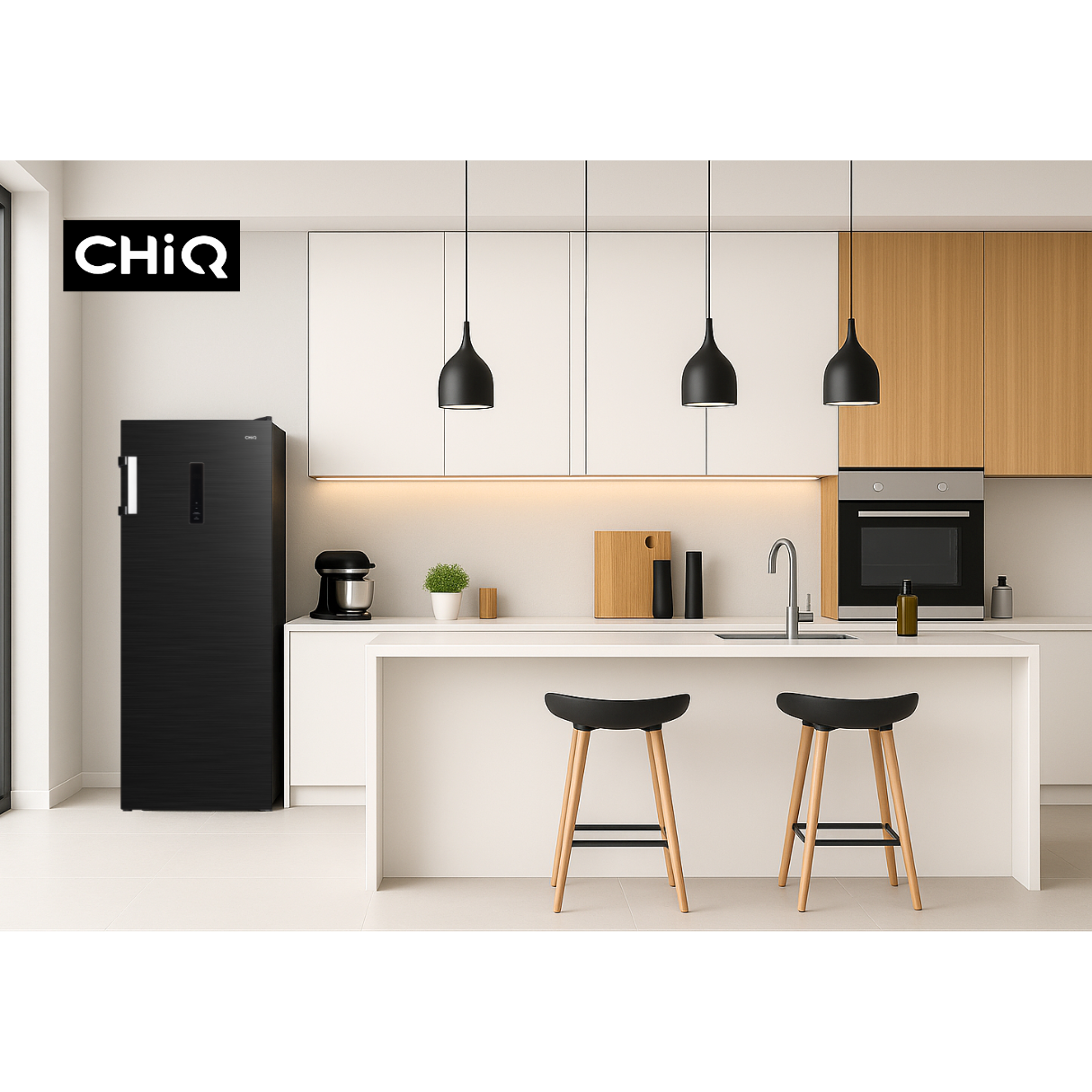 CHiQ 166L Hybrid Vertical Freezer Black Steel