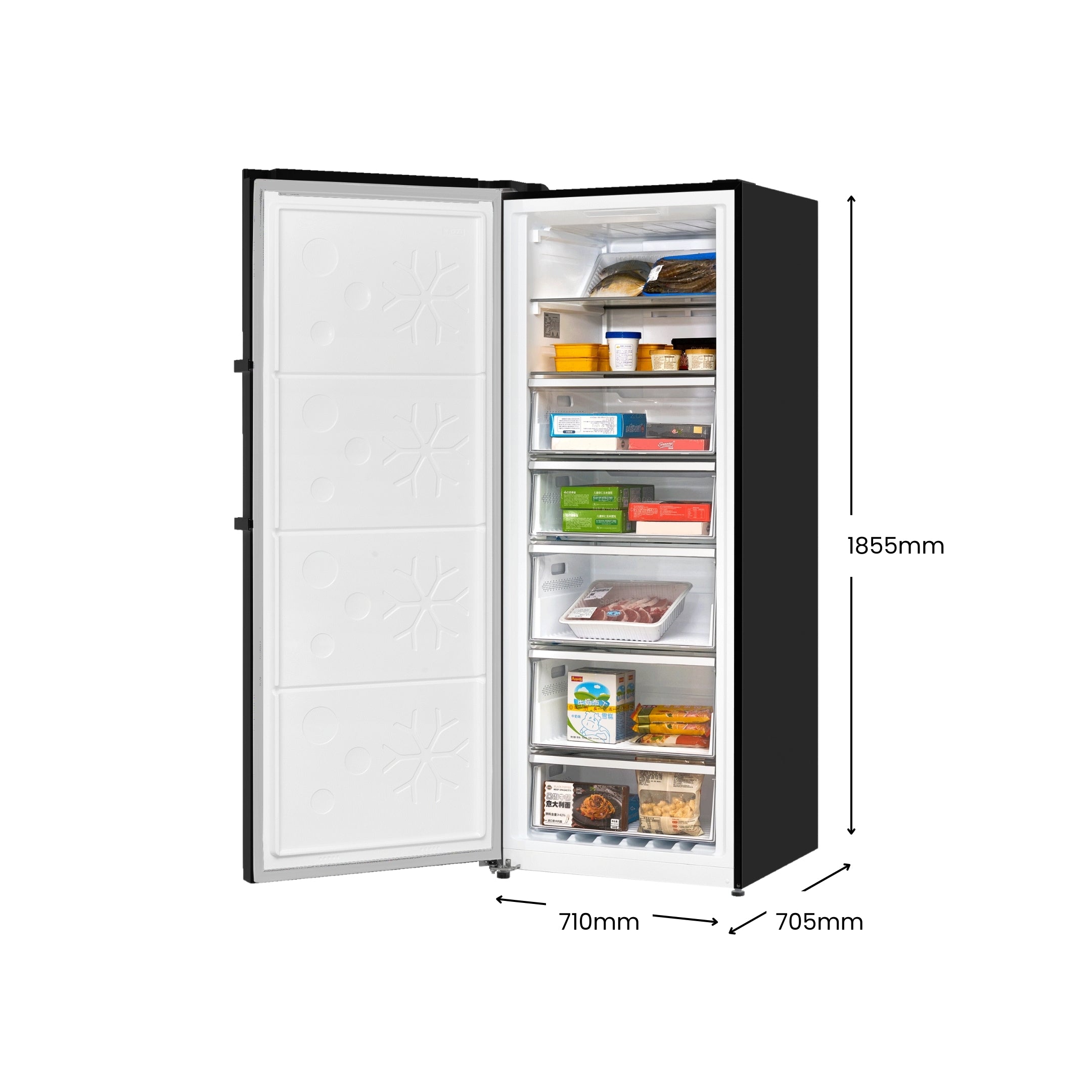 CHiQ 380L Hybrid Vertical Freezer Left Hinge Black Steel