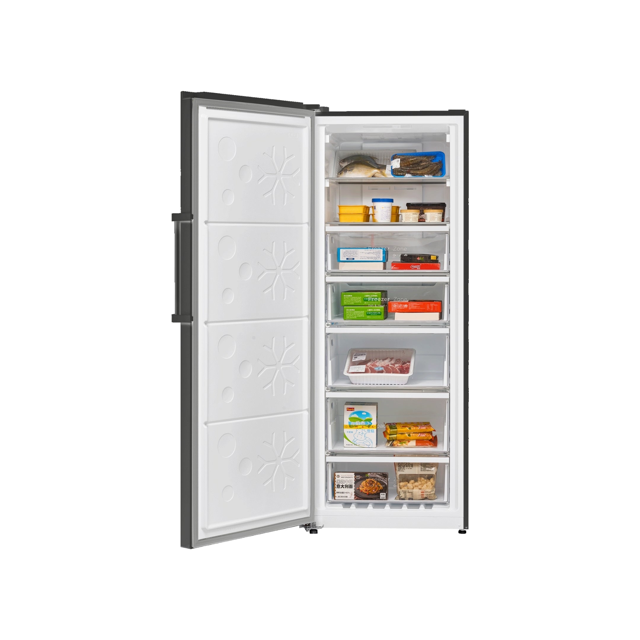 CHiQ 380L Hybrid Vertical Freezer Left Hinge Black Steel