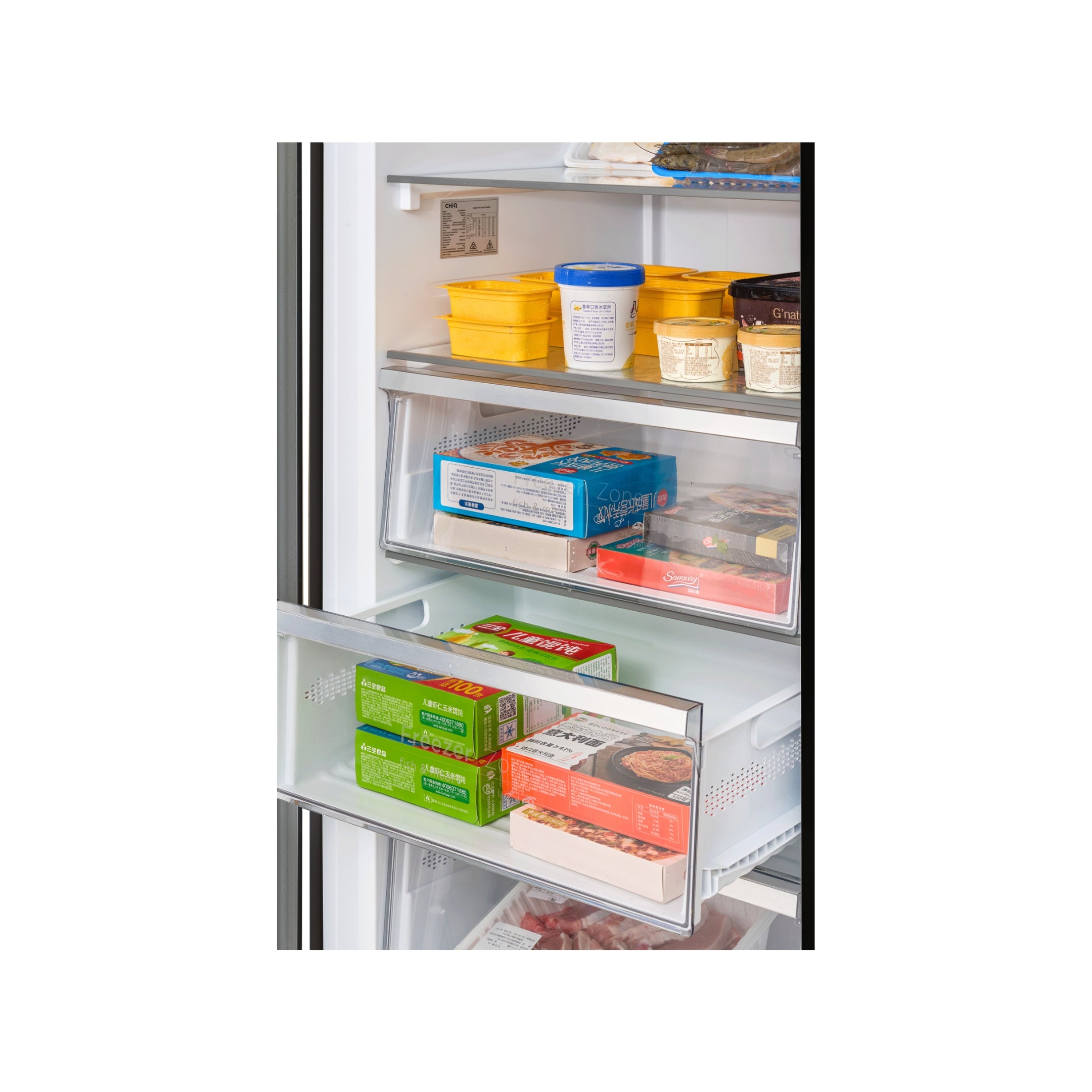 CHiQ 380L Hybrid Vertical Freezer Left Hinge Black Steel