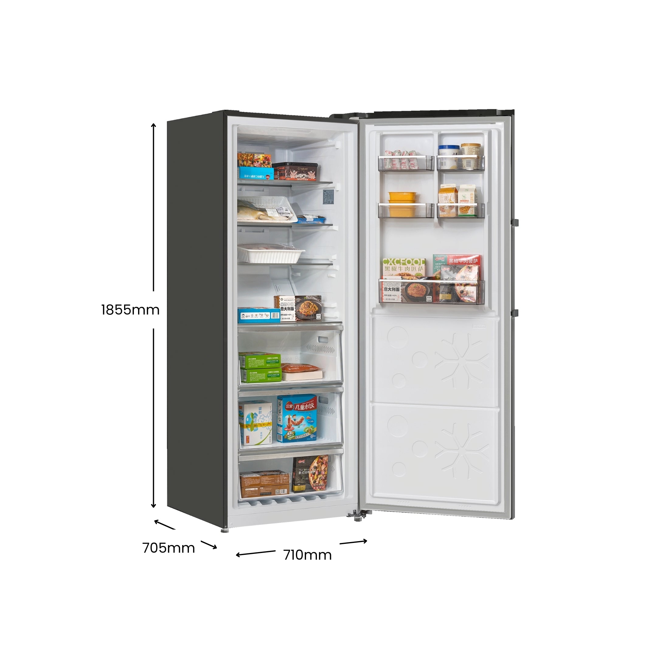 CHiQ 380L Hybrid Vertical Freezer Right Hinge Black Steel