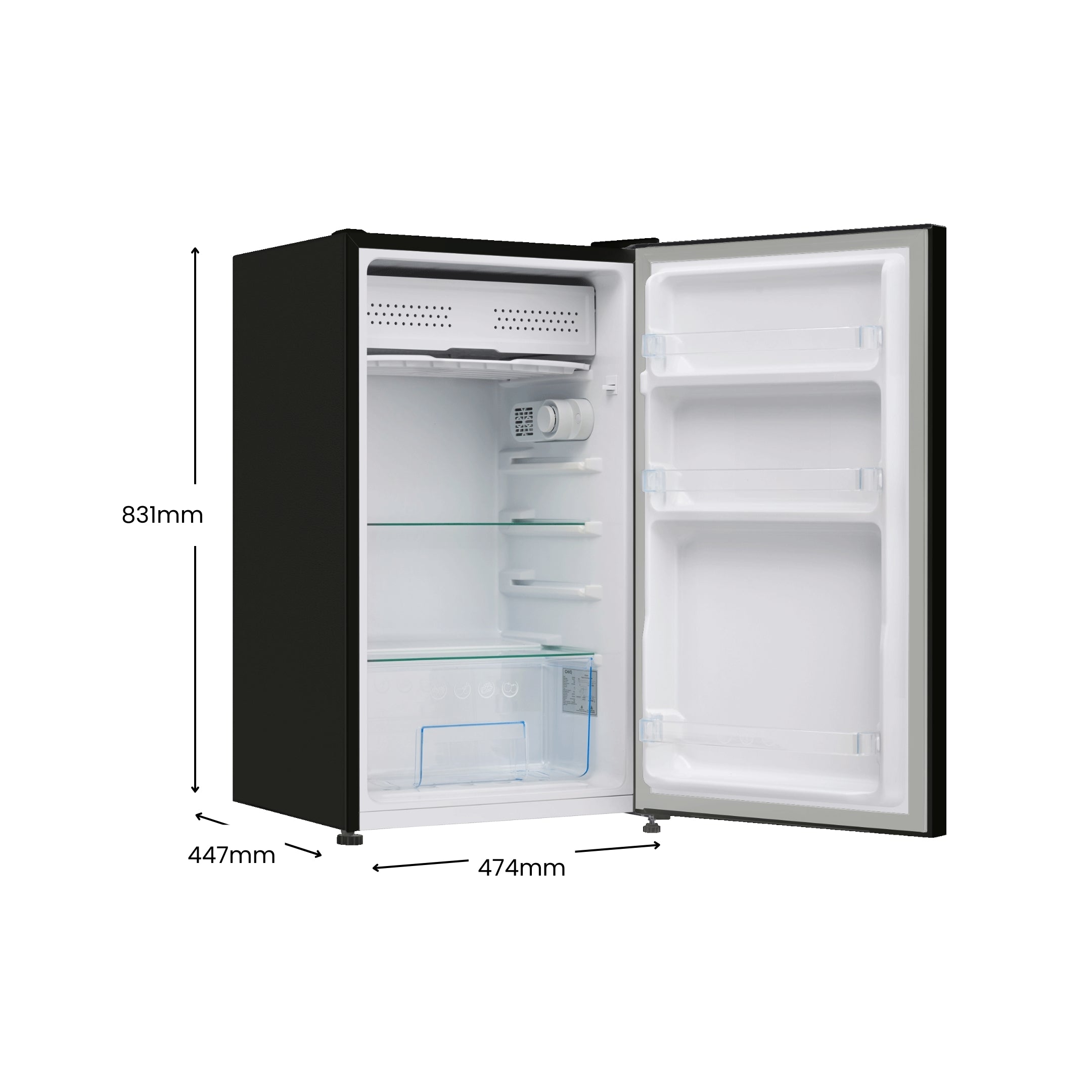 CHiQ 90L Single Door Bar Fridge Black