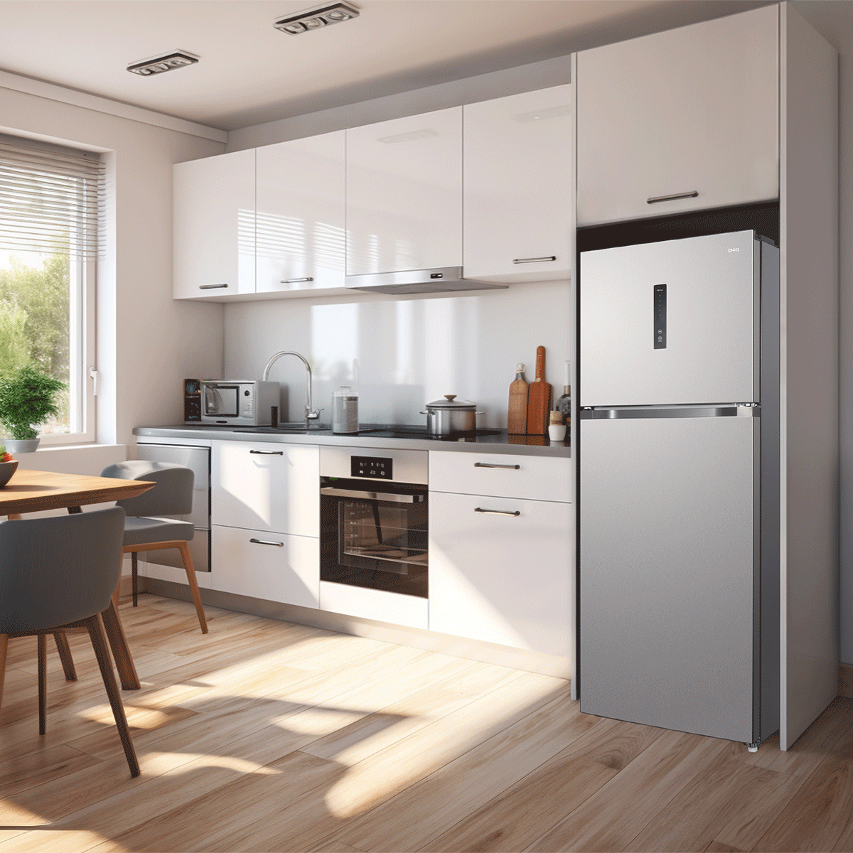 CHiQ 410L Top Mount Fridge Stainless Steel