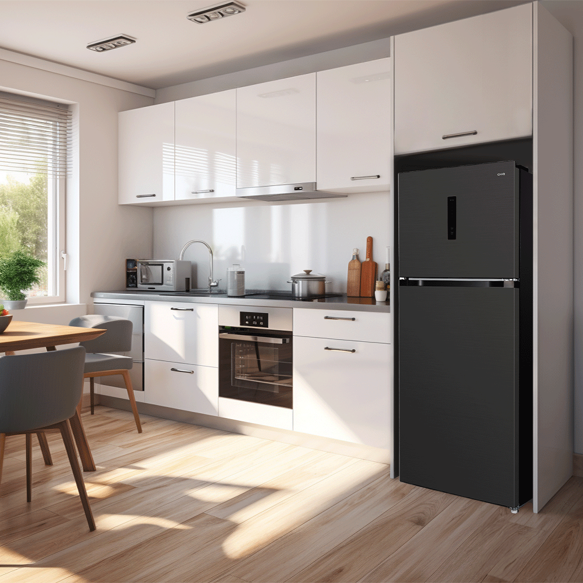 CHiQ 410L Top Mount Fridge Black Steel