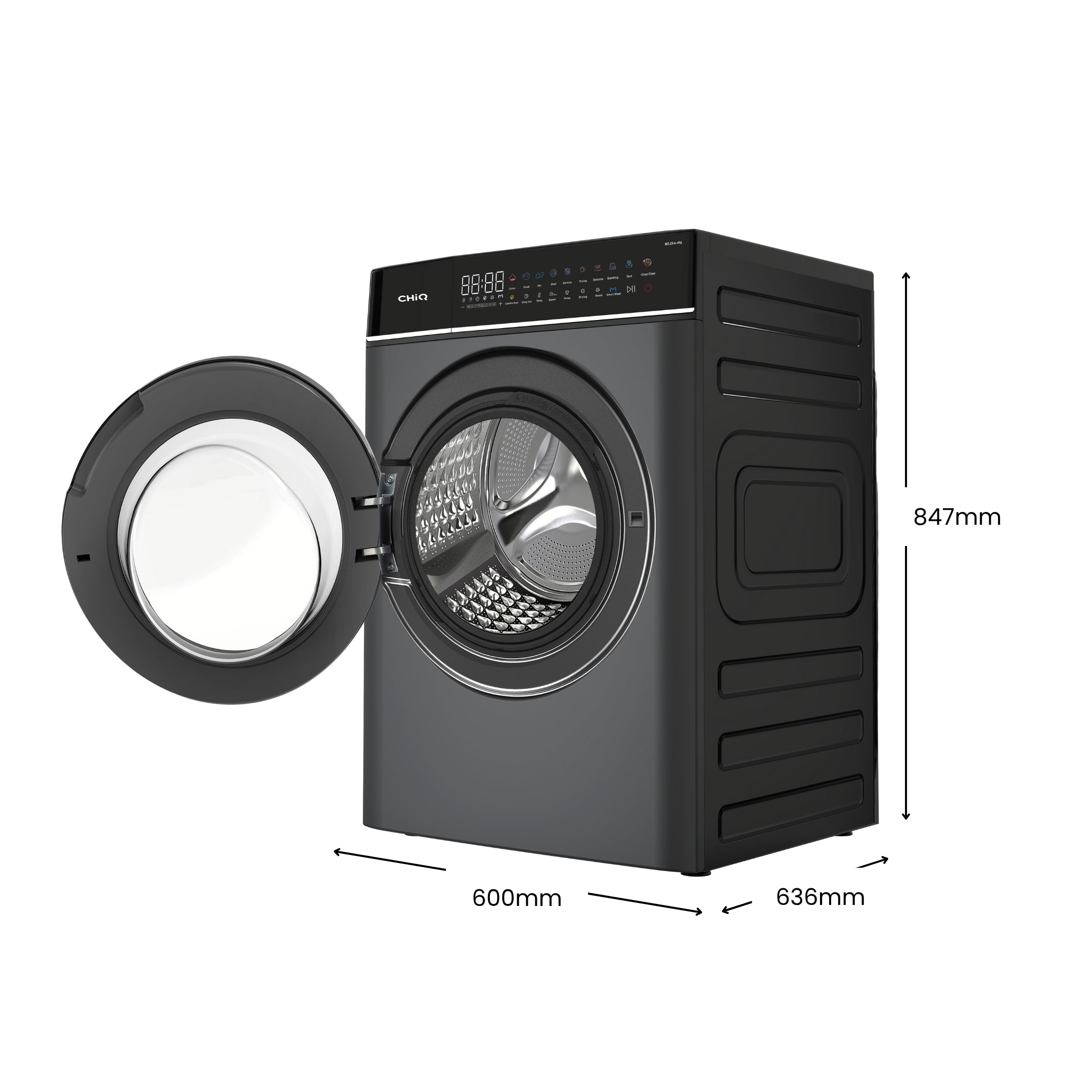 CHiQ 10Kg Front Load Washer & Dryer Combo Gun Metal