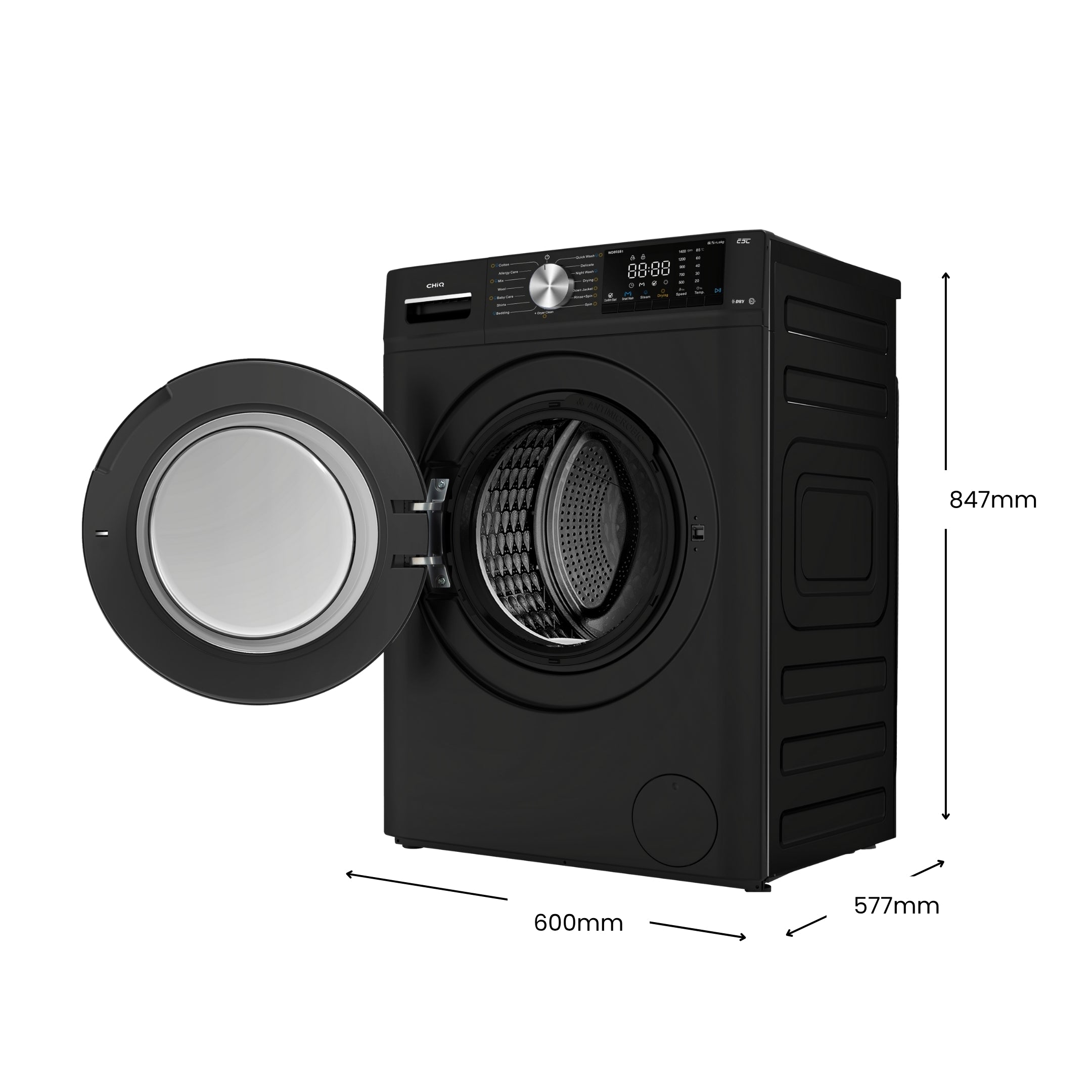 CHiQ 8.5Kg Front Load Washer & Dryer Combo Black