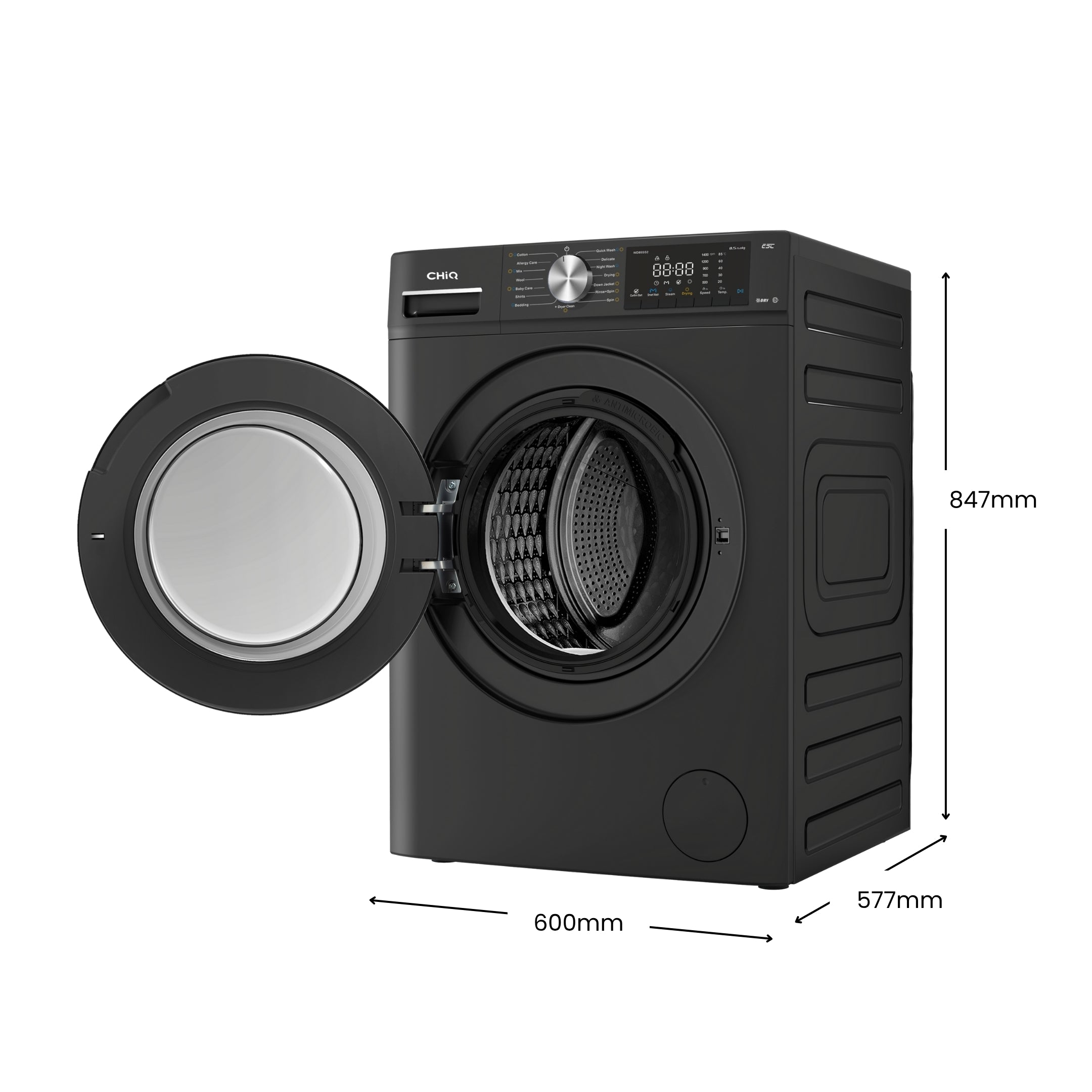 CHiQ 8.5Kg Front Load Washer & Dryer Combo Gun Metal