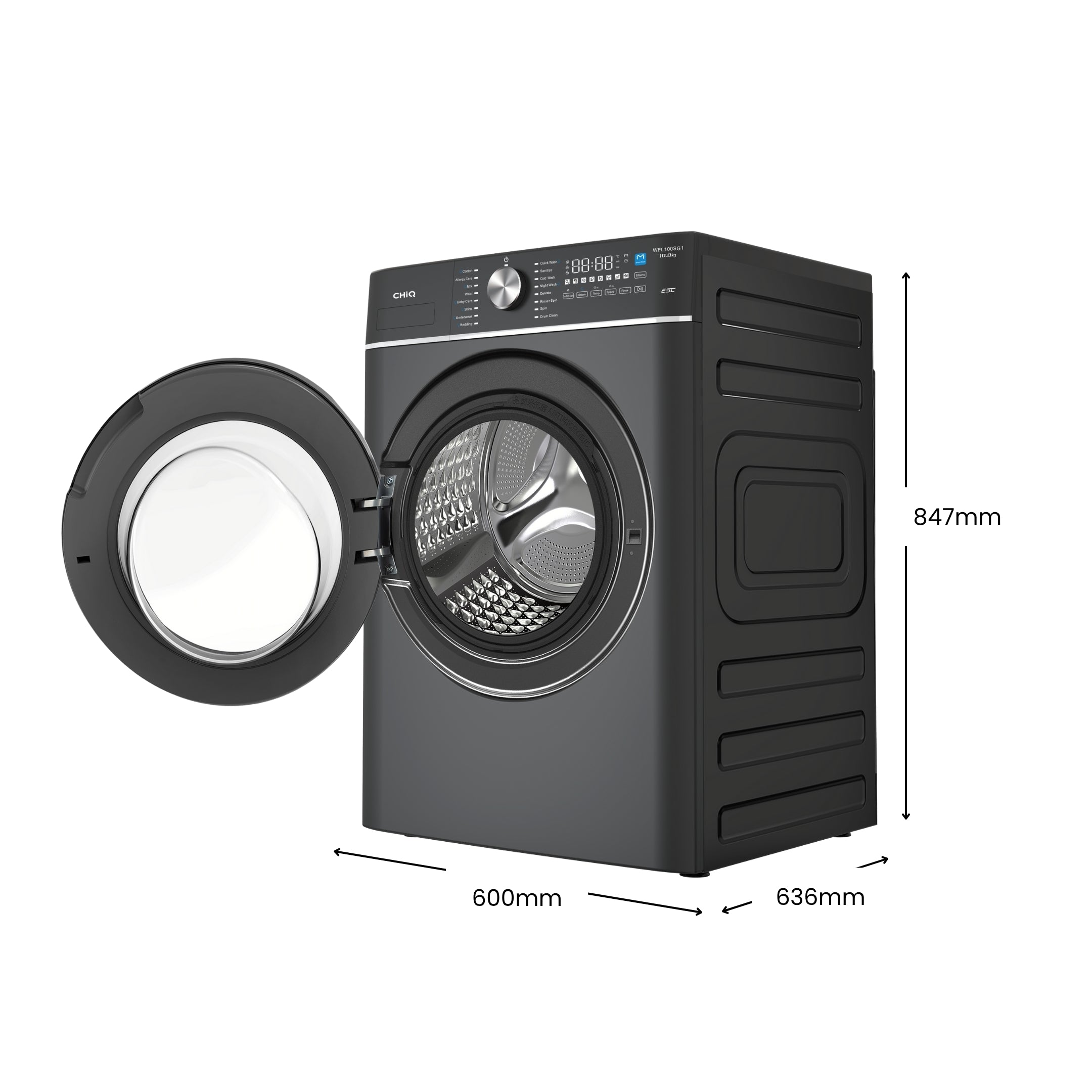 CHiQ 10Kg Front Load Washer Gun Metal