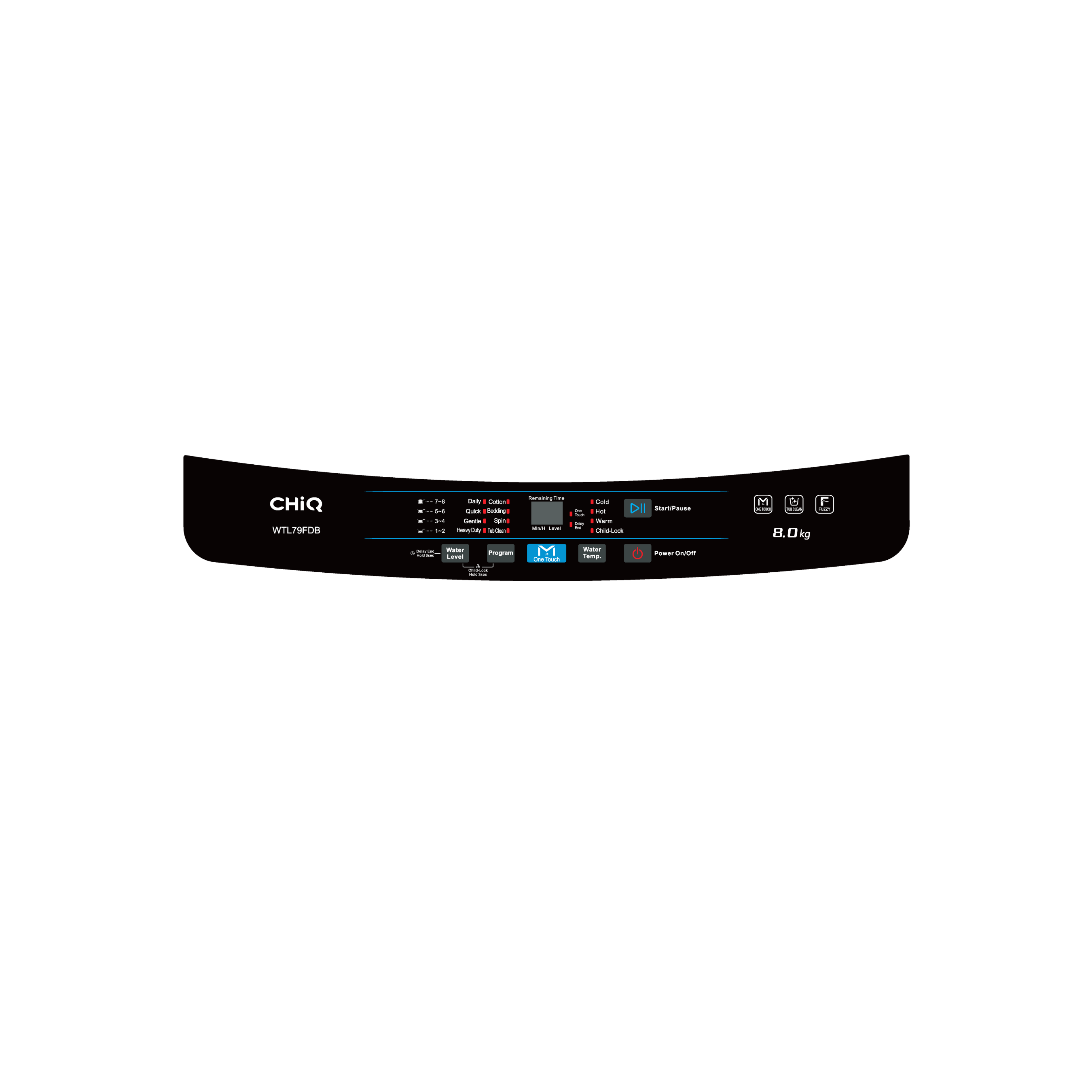 CHiQ 8Kg Top Load Washer Black