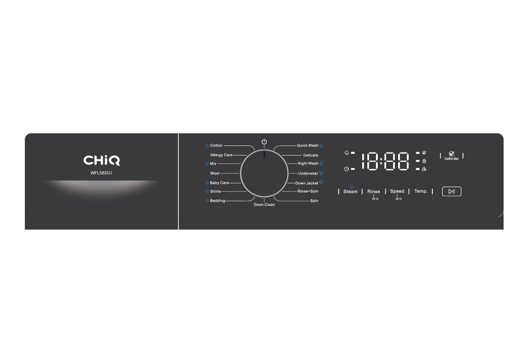 CHiQ 6kg Front Load Washer Gunmetal