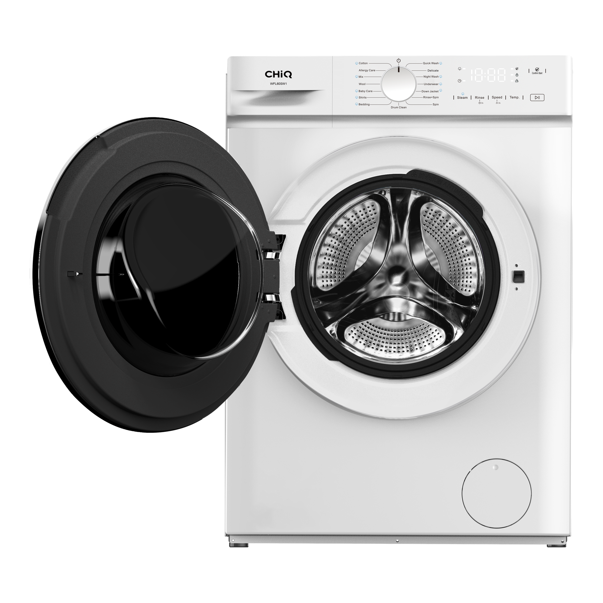 WFL60SW1 white washer front view with door open