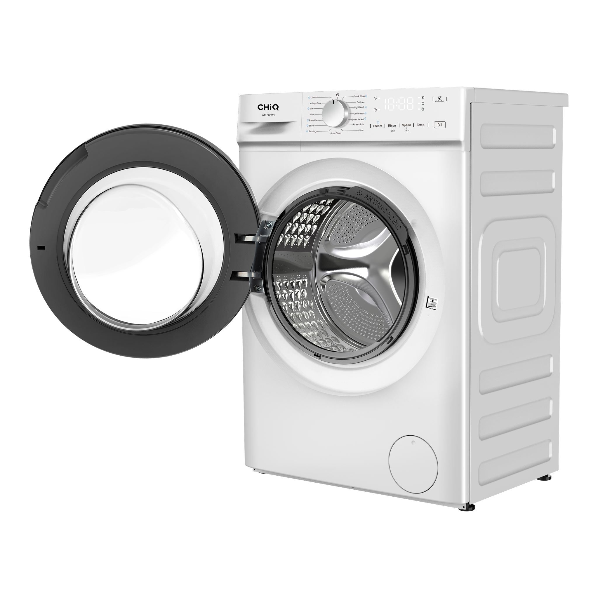 WFL60SW1 white washer angled view with door open